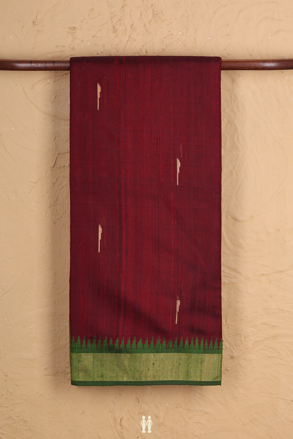 Jute Saree In Maroon With Malli Moggu Buttas