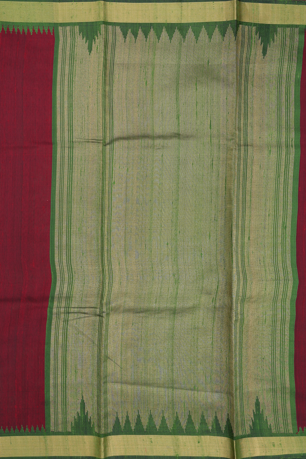 Jute Saree In Maroon With Malli Moggu Buttas