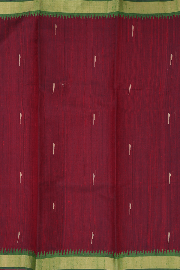 Jute Saree In Maroon With Malli Moggu Buttas