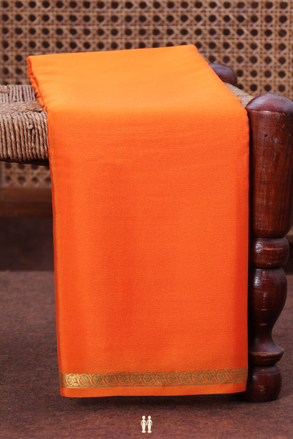 Mysore Silk Saree In Bright Orange With Zari Border