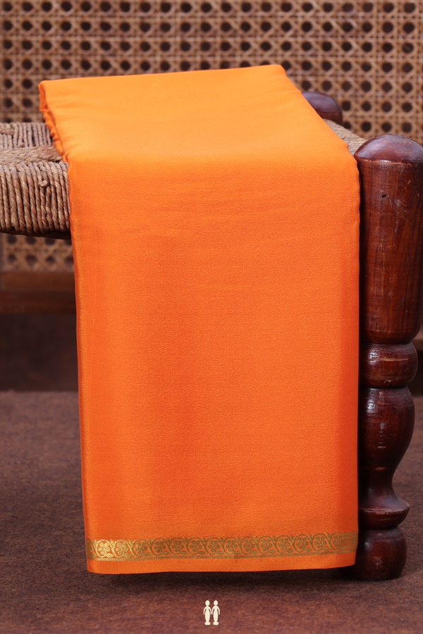 Mysore Silk Saree In Bright Orange With Zari Border