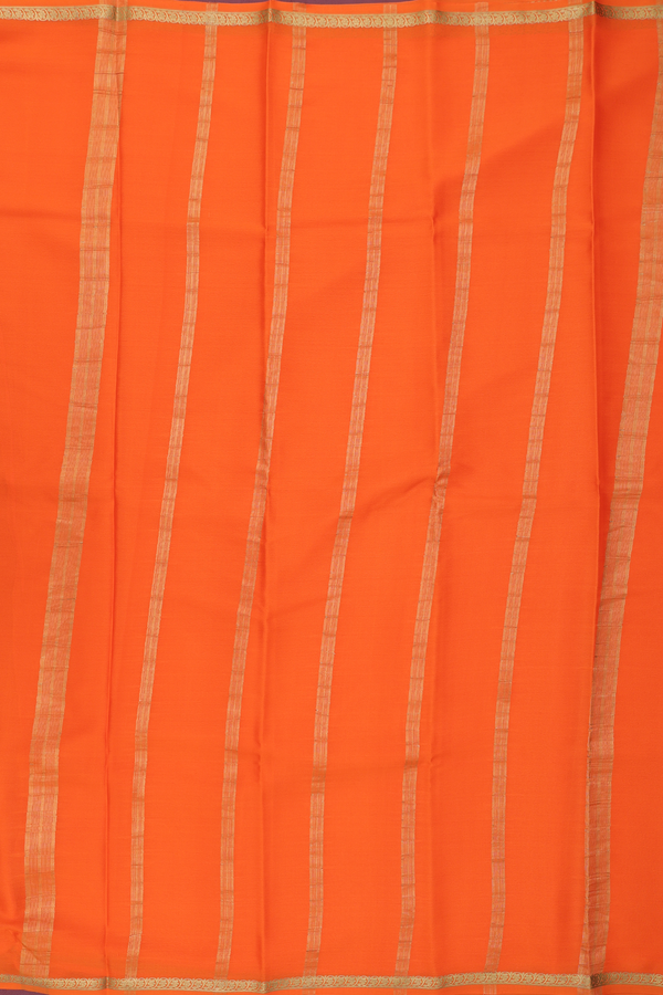Mysore Silk Saree In Bright Orange With Zari Border