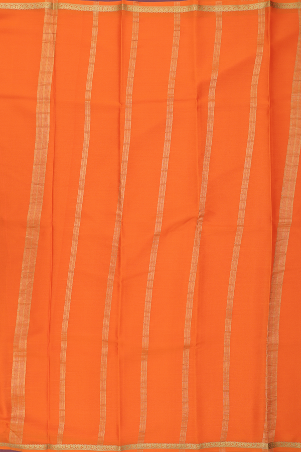 Mysore Silk Saree In Bright Orange With Zari Border