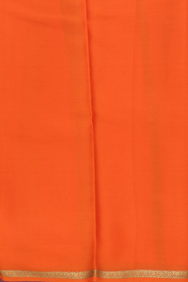 Mysore Silk Saree In Bright Orange With Zari Border