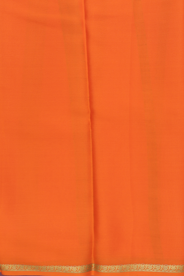 Mysore Silk Saree In Bright Orange With Zari Border
