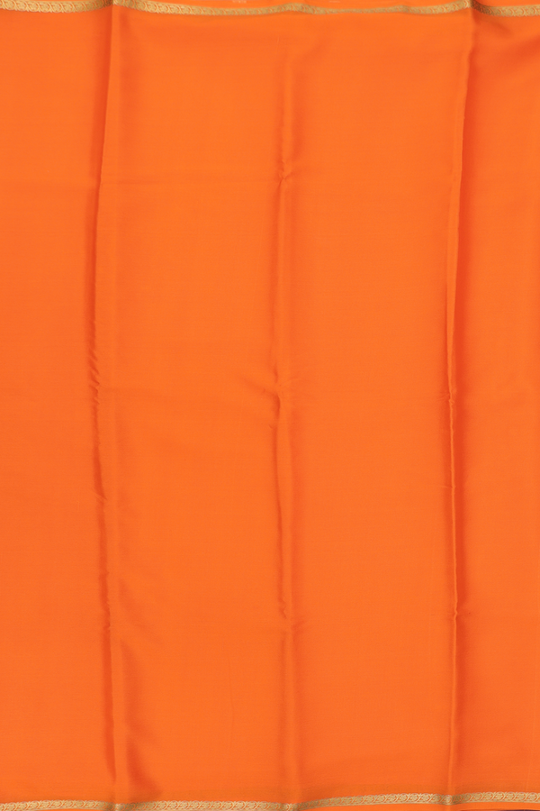 Mysore Silk Saree In Bright Orange With Zari Border