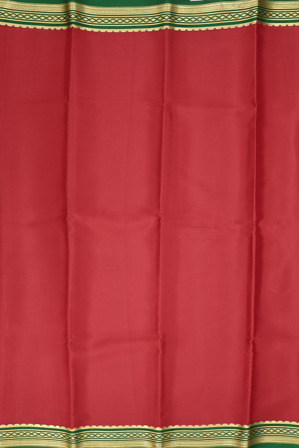 Mysore Silk Saree In Crimson Red With Contrast Border