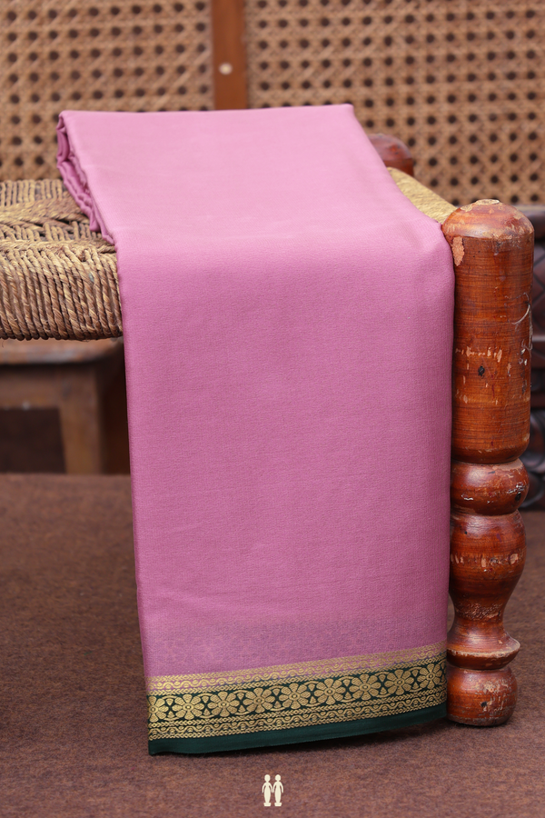 Mysore Silk Saree In Mauve Pink With Contrast Border
