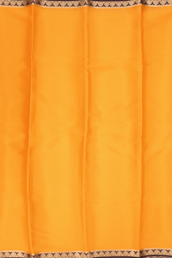 Mysore Silk Saree In Saffron Yellow With Contrast Border