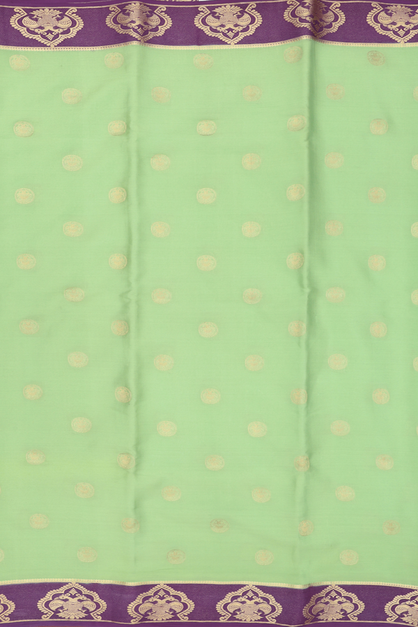 Mysore Silk Saree In Sage Green With Zari Buttas