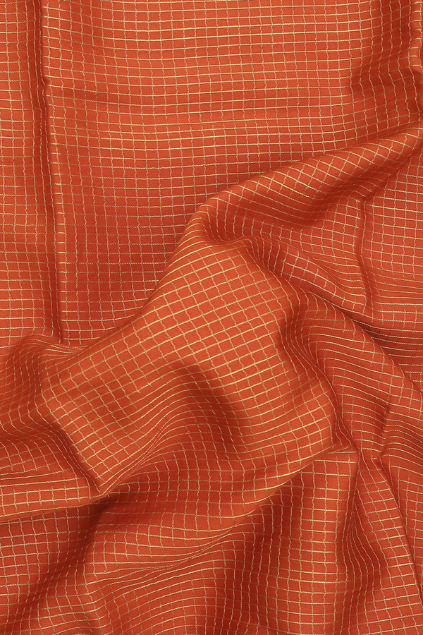 Mysore Silk Saree In Burnt Orange With Checks Design
