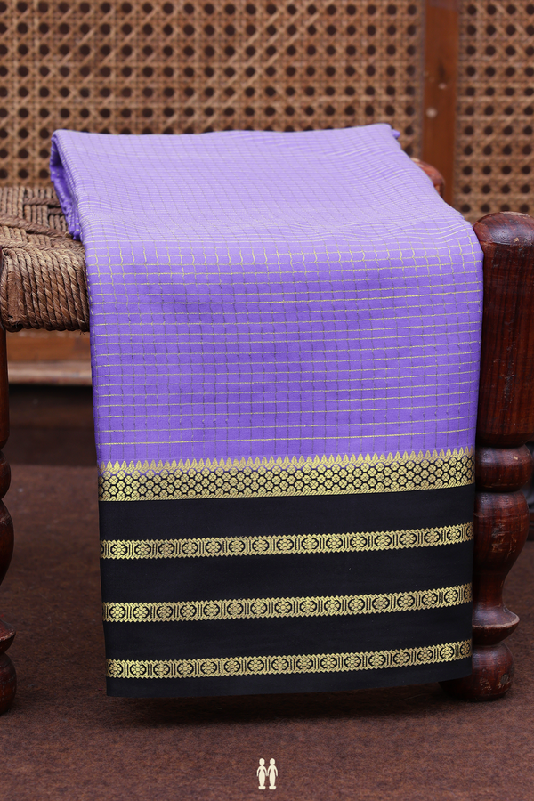 Mysore Silk Saree In Violet With Checks Design