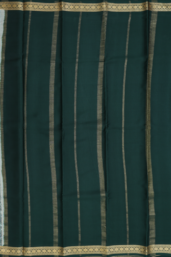 Mysore Silk Saree In Cretan Green With Paisley Design