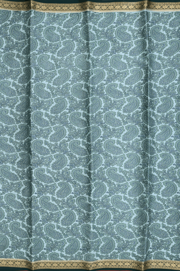 Mysore Silk Saree In Cretan Green With Paisley Design