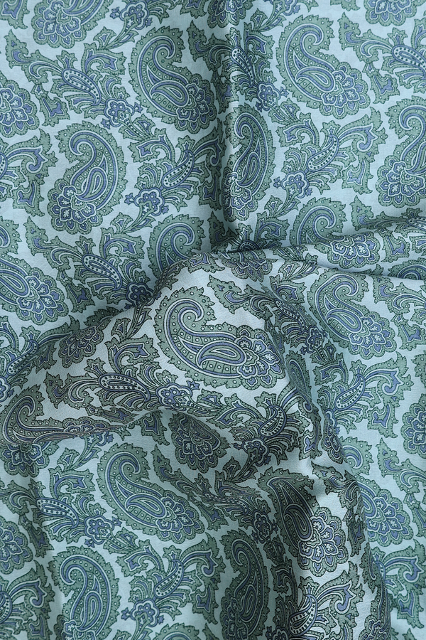 Mysore Silk Saree In Cretan Green With Paisley Design