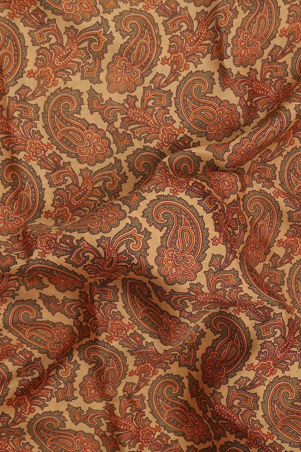Mysore Silk Saree In Yellow With Paisley Printed Design