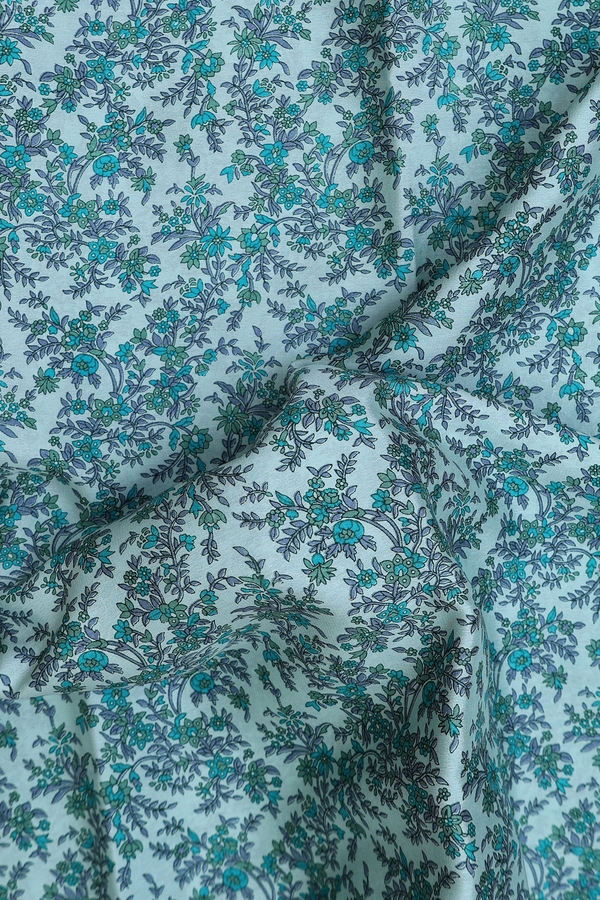 Mysore Silk Saree In Dusty Mint With Floral Printed Design
