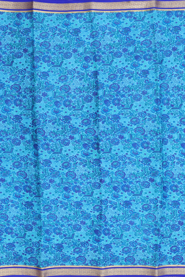 Mysore Silk Saree In Light Blue With Floral Printed Design