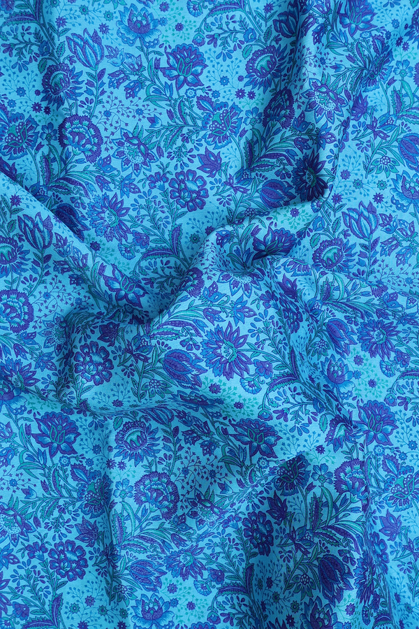 Mysore Silk Saree In Light Blue With Floral Printed Design