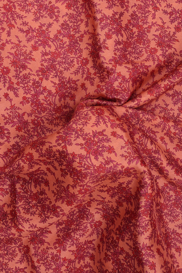 Mysore Silk Saree In Orange With Floral Printed Design
