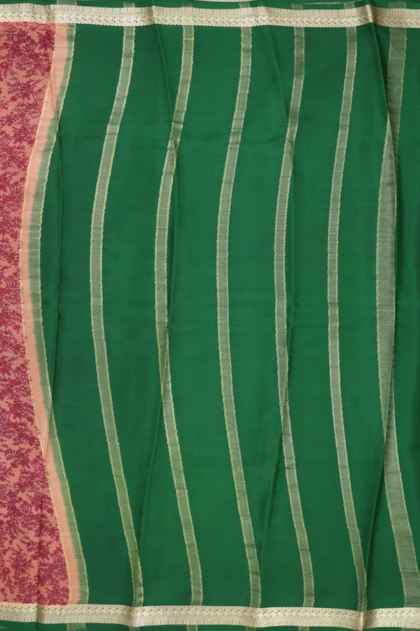 Mysore Silk Saree In Orange With Floral Printed Design