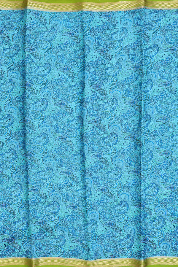 Mysore Silk Saree In Light Blue With Paisley Printed Design