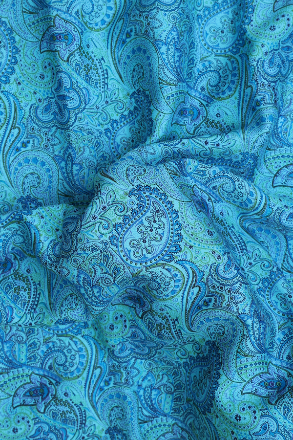 Mysore Silk Saree In Light Blue With Paisley Printed Design