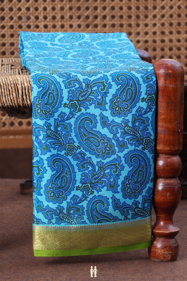 Mysore Silk Saree In Blue With Paisley Design