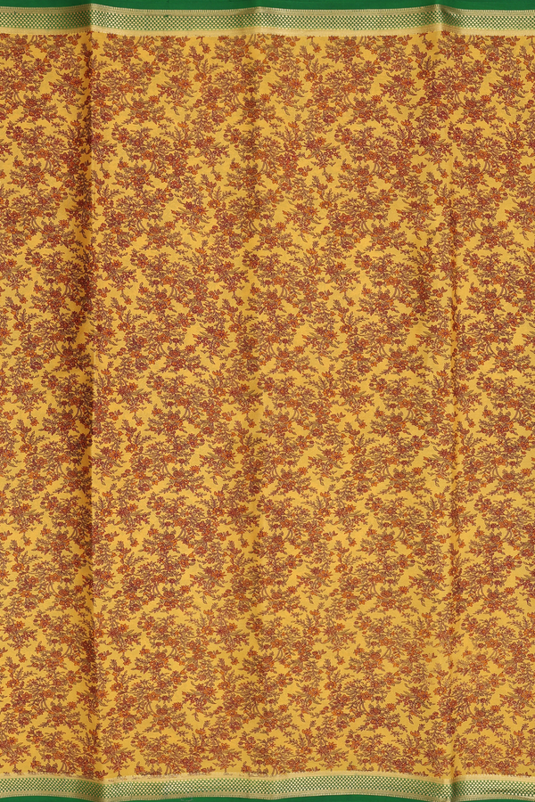 Mysore Silk Saree In Yellow With Floral Printed Design