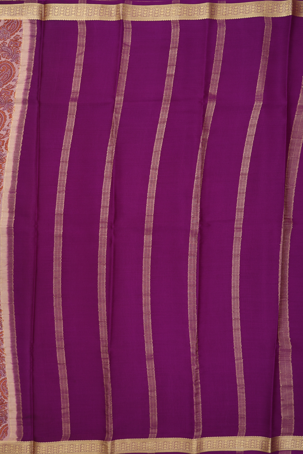 Crepe Saree In Blush Orange With Paisley Design