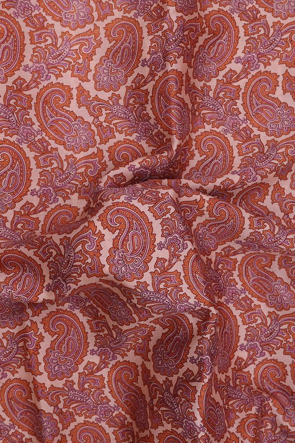 Crepe Saree In Blush Orange With Paisley Design