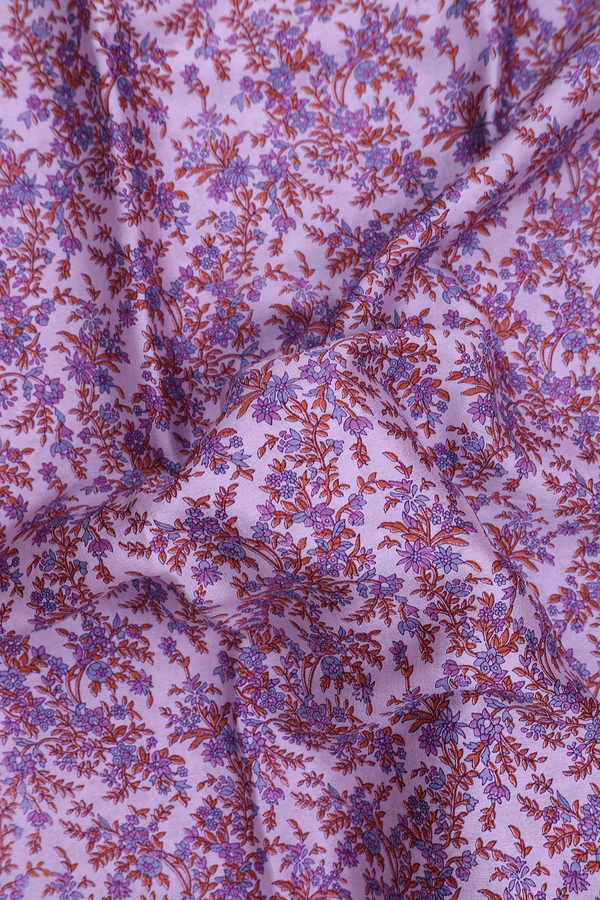 Mysore Silk Saree In Dusty Purple With Floral Printed Design