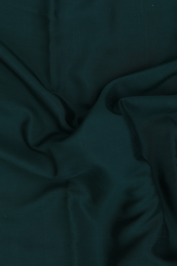 Mysore Silk Saree In Plain Dark Green With Contrast Border