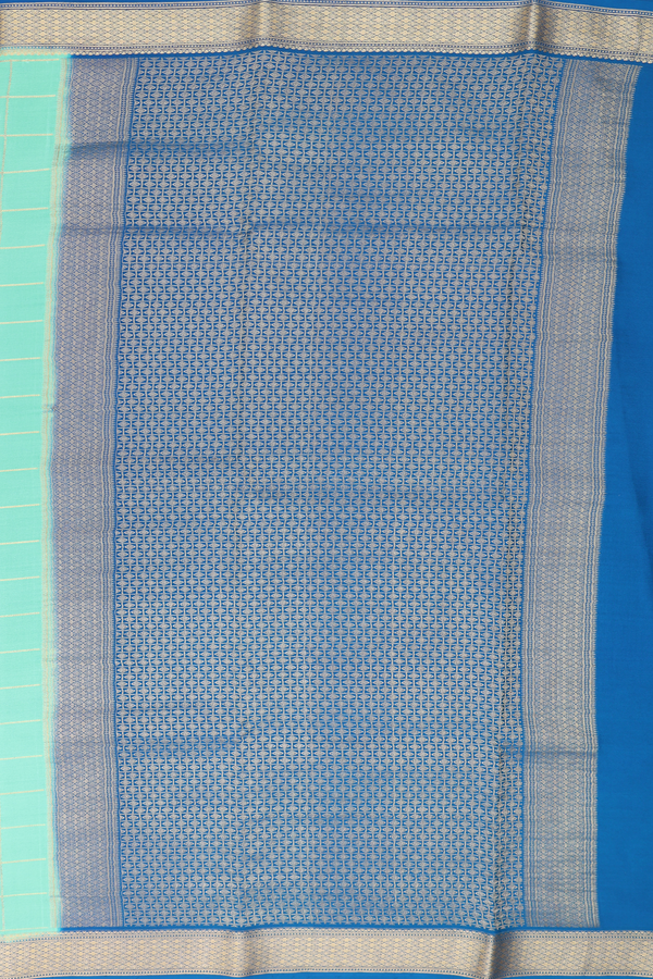 Mysore Silk Saree In Mint Green With Checks Design