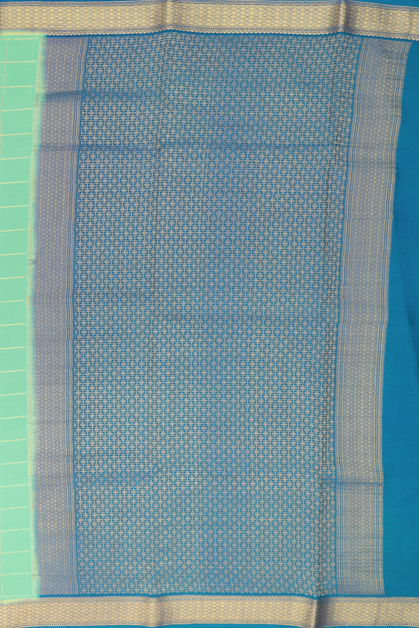 Mysore Silk Saree In Mint Green With Checks Design
