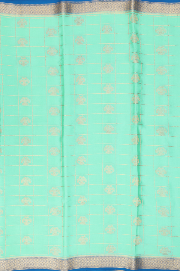 Mysore Silk Saree In Mint Green With Checks Design