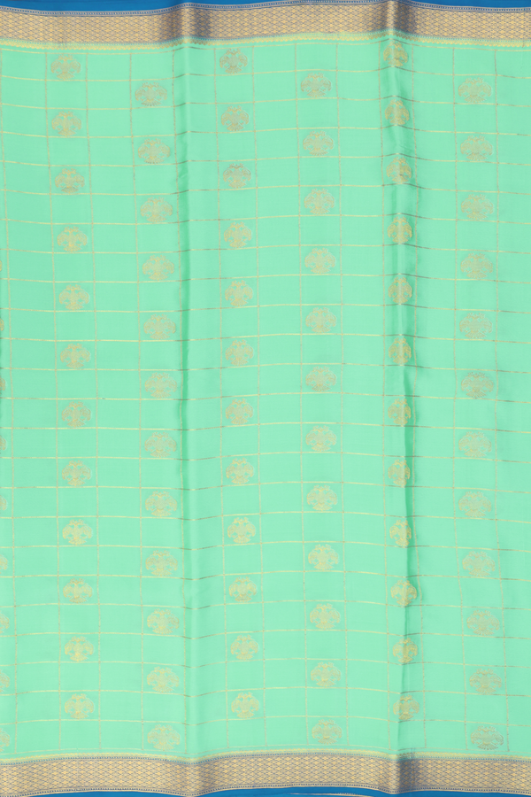 Mysore Silk Saree In Mint Green With Checks Design