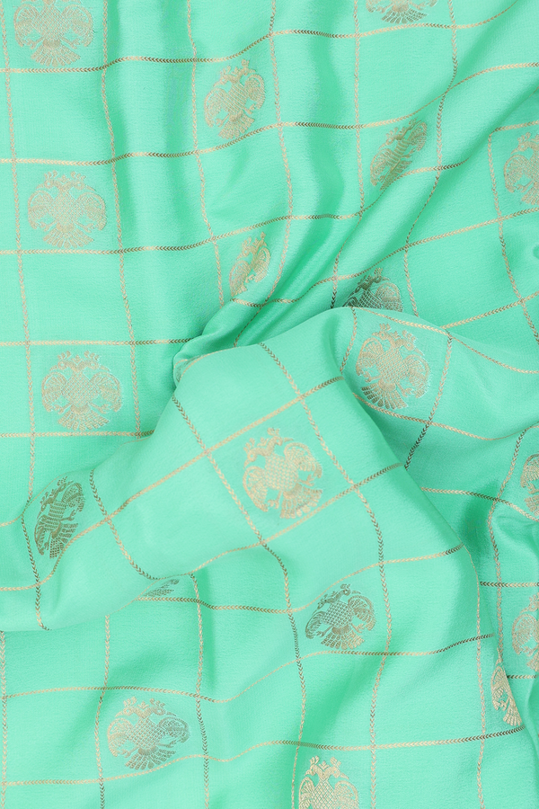 Mysore Silk Saree In Mint Green With Checks Design