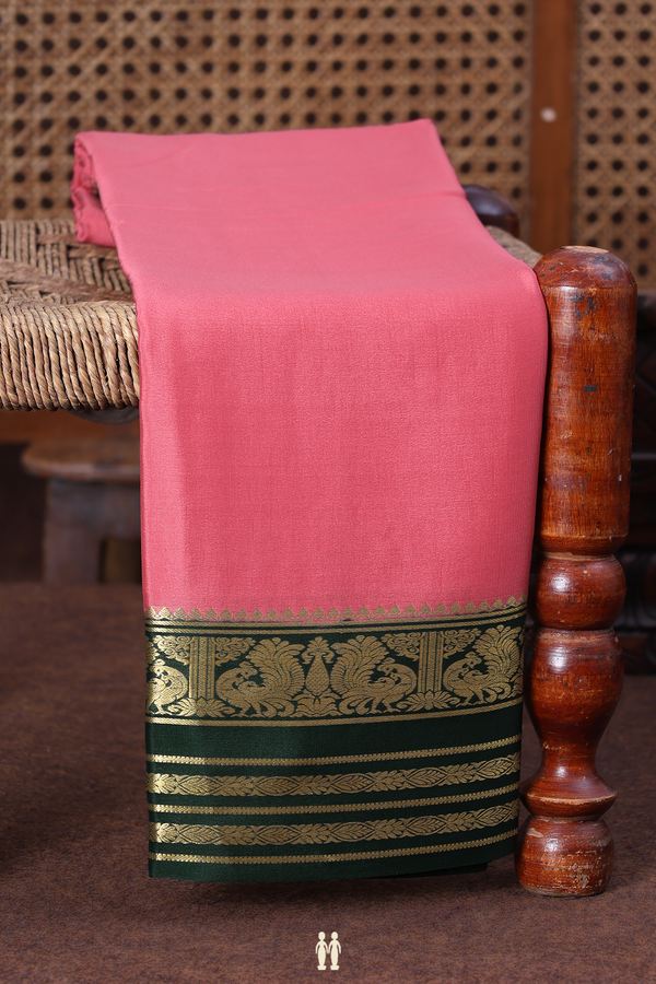 Mysore Silk Saree In Punch Pink With Contrast Border