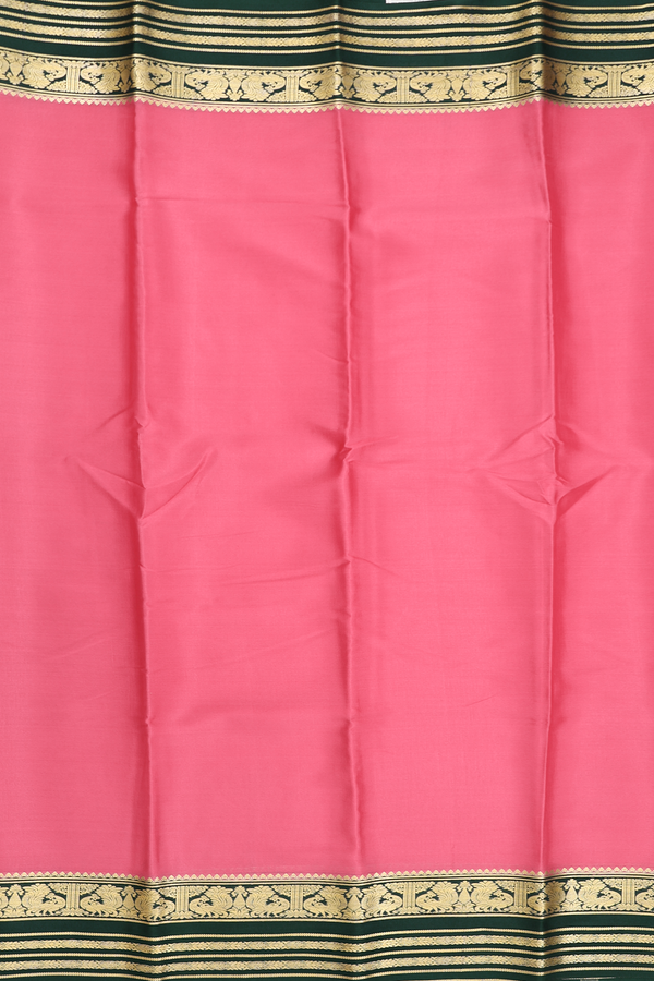 Mysore Silk Saree In Punch Pink With Contrast Border