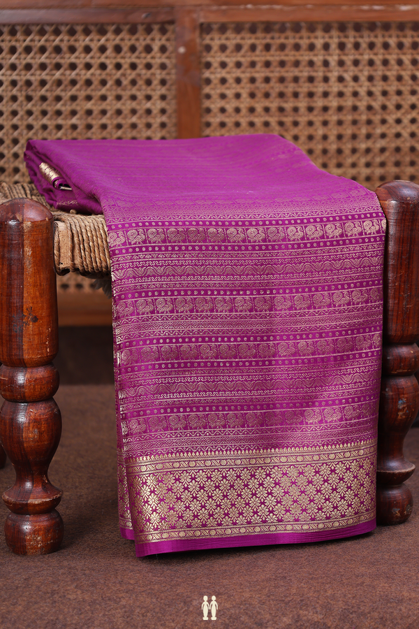 Mysore Silk Saree In Grape Purple With Brocade Design