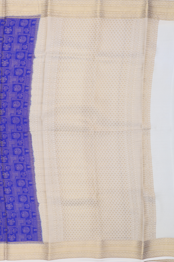 Mysore Silk Saree In Royal Blue With Brocade Design