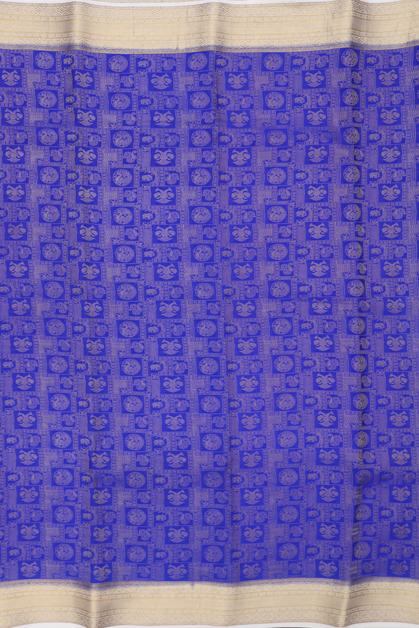 Mysore Silk Saree In Royal Blue With Brocade Design