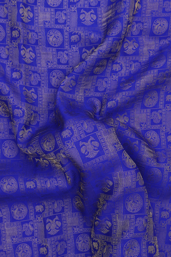 Mysore Silk Saree In Royal Blue With Brocade Design
