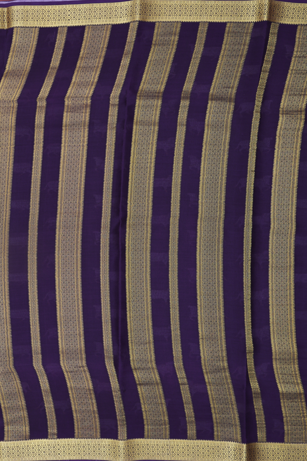 Mysore Silk Saree In Deep Purple With Checks Design