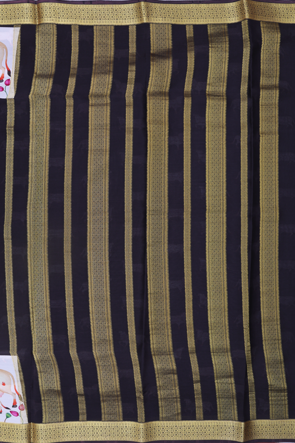 Mysore Silk Saree In Black With Checks Design
