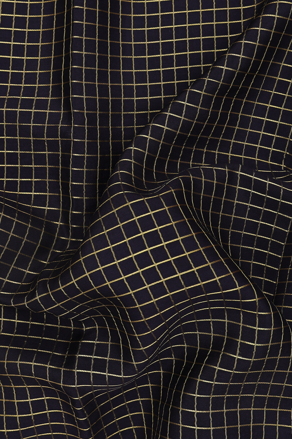 Mysore Silk Saree In Black With Checks Design