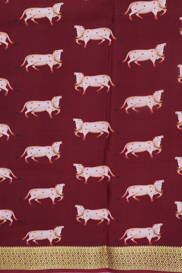 Mysore Silk Saree In Rust Red With Checks Design