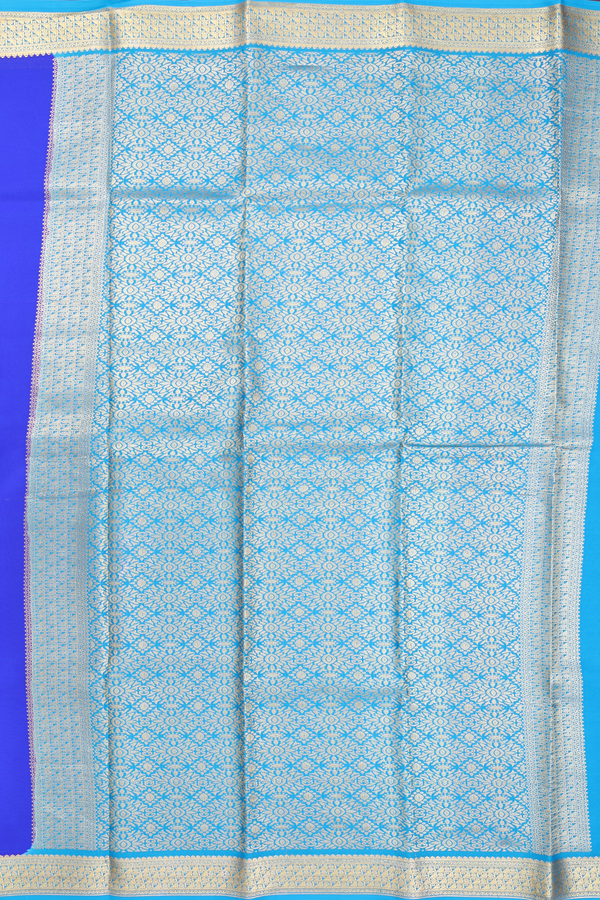 Mysore Silk Saree In Indigo Blue With Zari Border