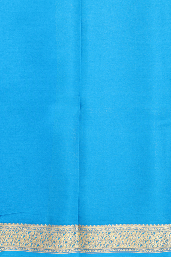 Mysore Silk Saree In Indigo Blue With Zari Border